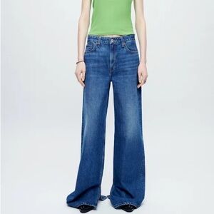 NWT Redone Wide-Leg Low Rider Loose Blue Jeans Sz 25